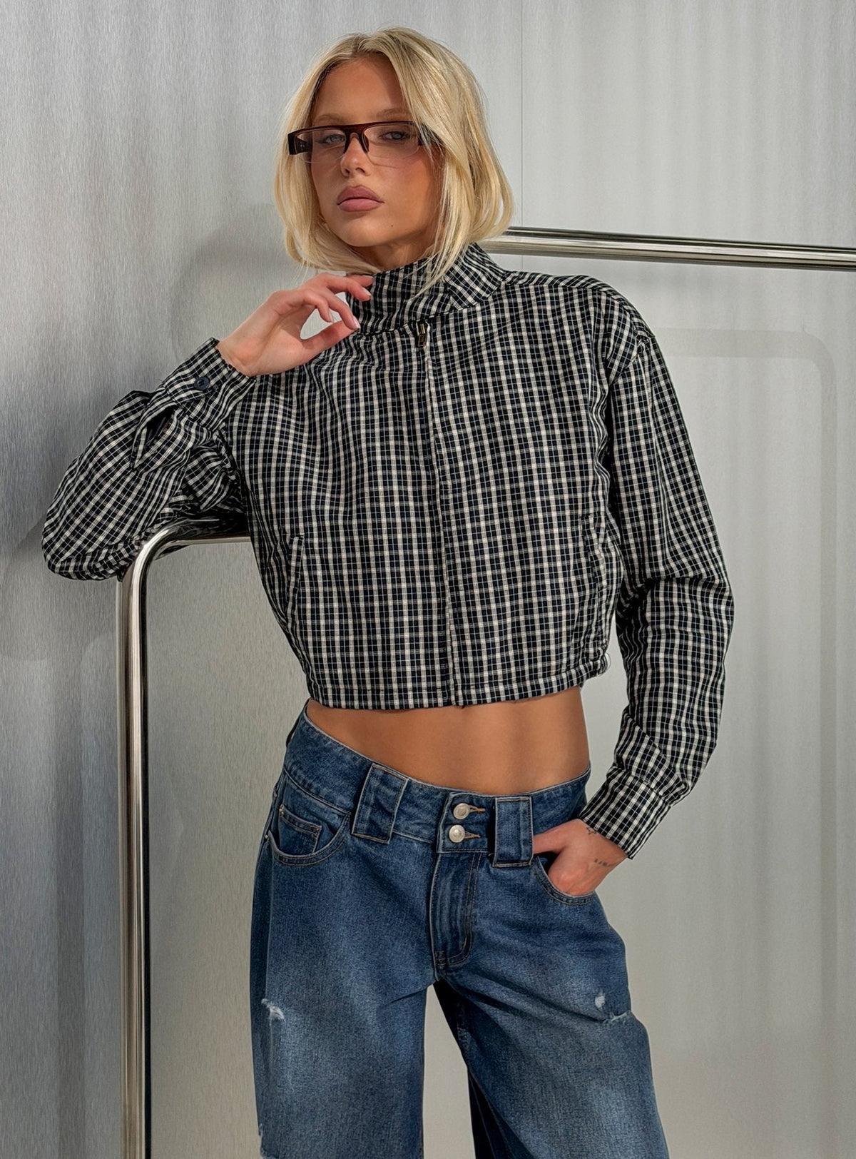 #NOVERA - Chaqueta Aura Azul Marino y Limón -