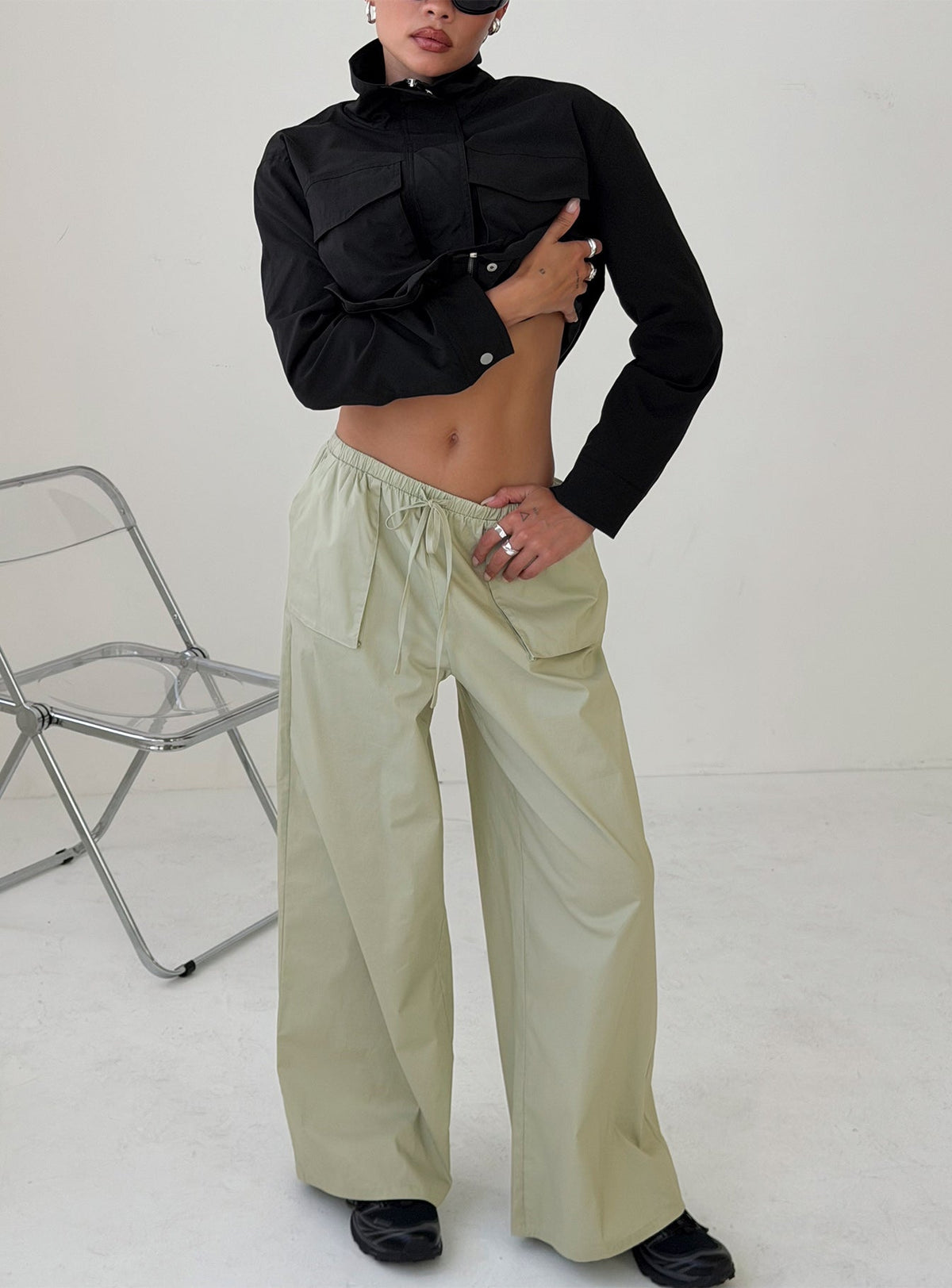#NOVERA - Pantalón Toren Piedra con Cordón de Pierna Recta -