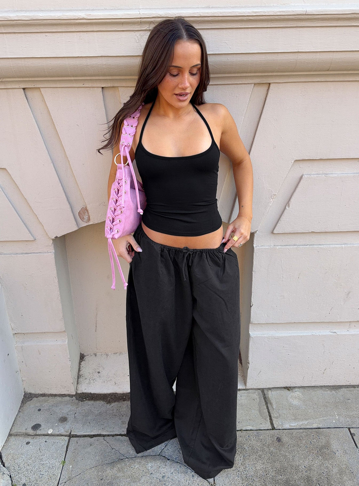 #NOVERA - Pantalón Bungala Negro Oversize Holgado -
