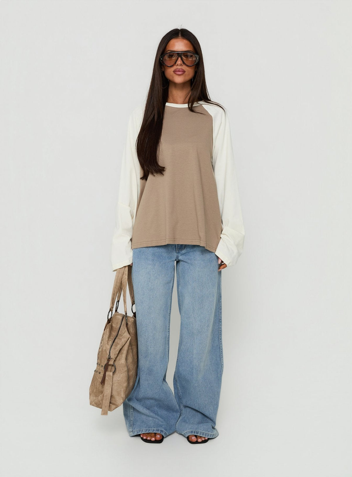 #NOVERA - Top Luna Beige Multicolor de Manga Larga Raglan -