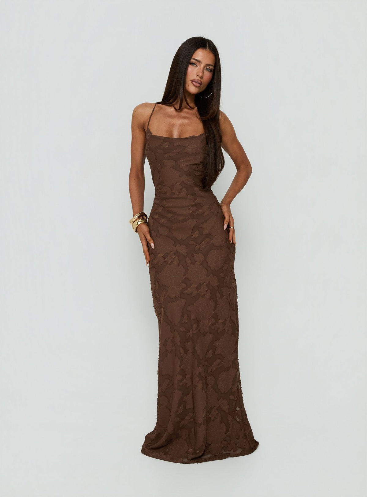#NOVERA - Vestido Largo Celena Marrón -