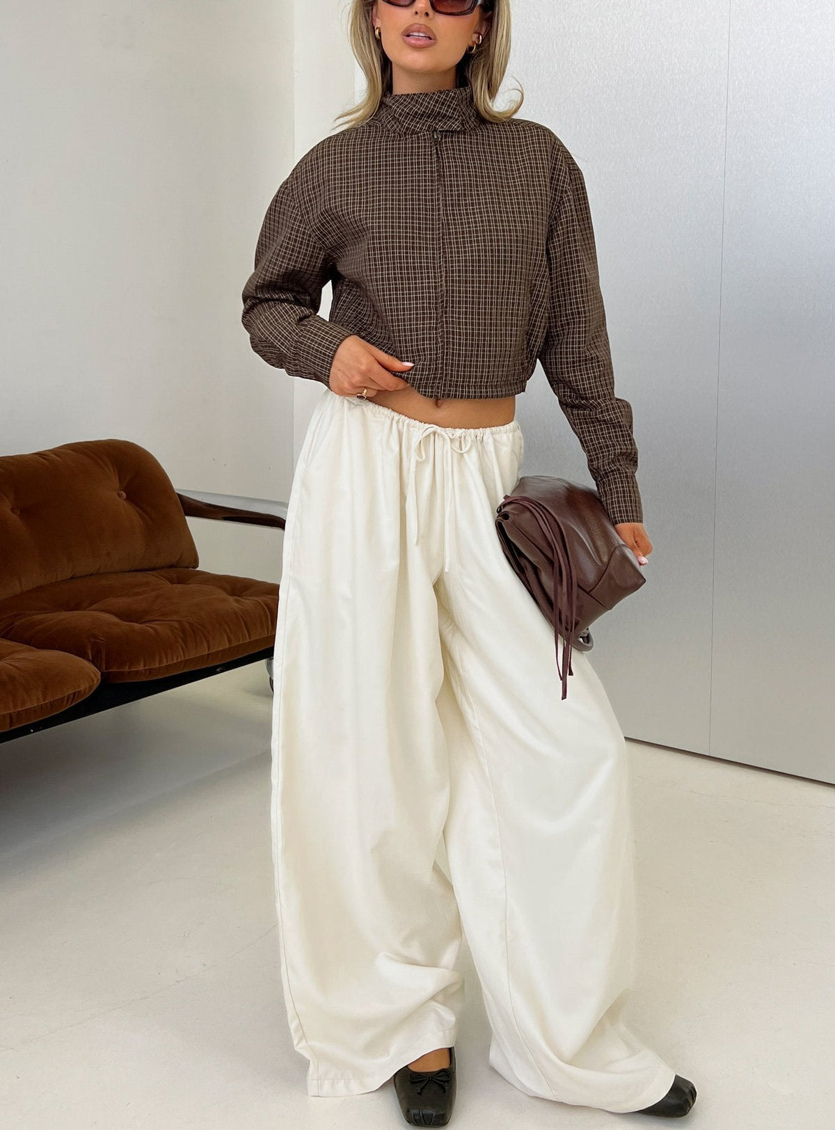 #NOVERA - Pantalón Bungala Marfil Oversize Holgado -