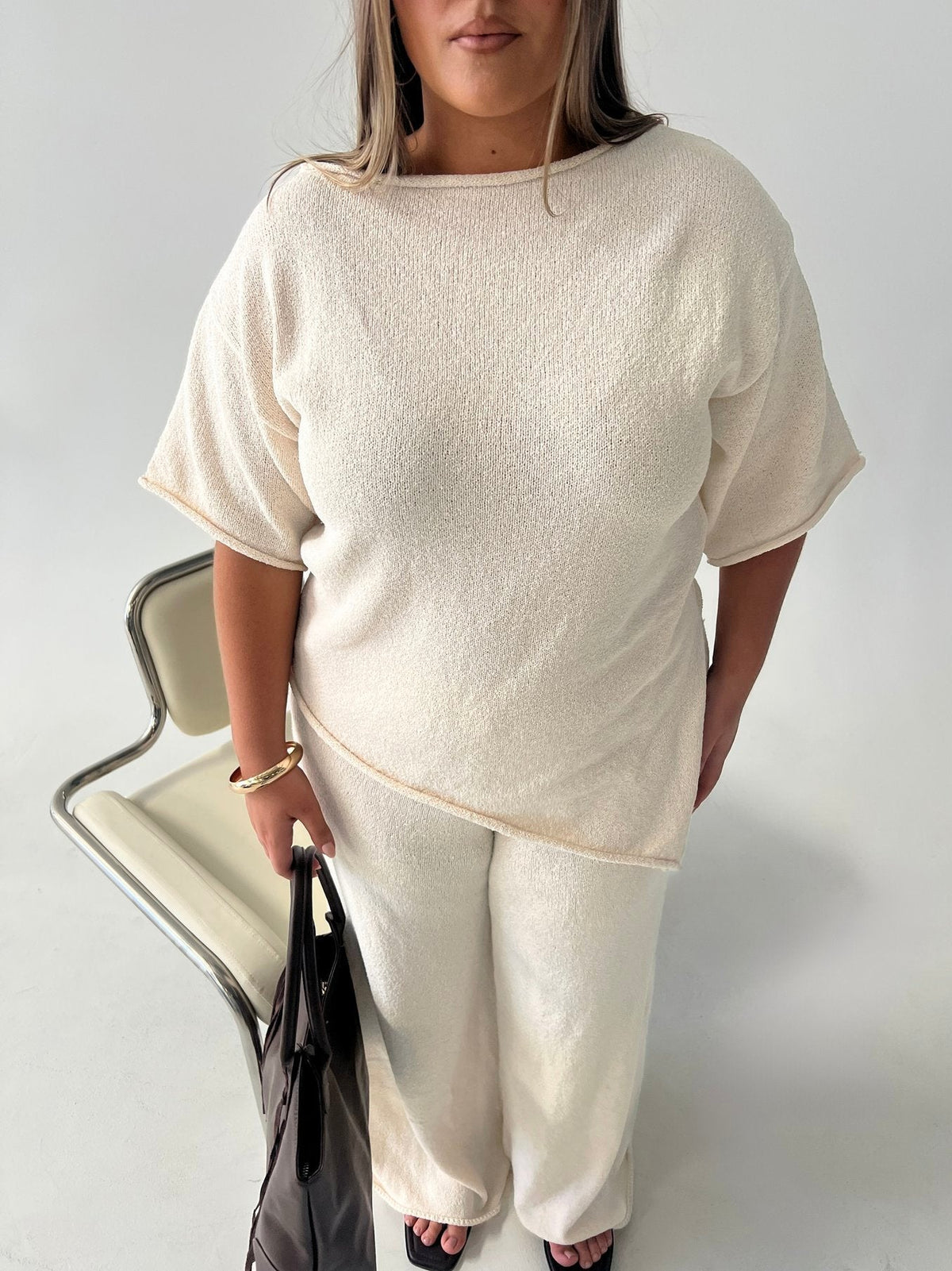 #NOVERA - Poncho Amelise Beige de Punto Talla Grande -