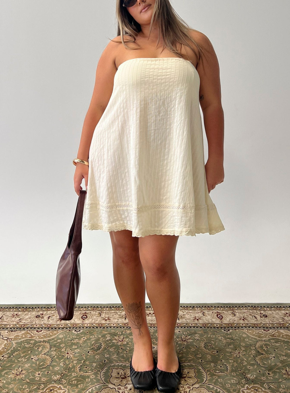 #NOVERA - Vestido Mini Gypsea Amarillo Mantequilla Amarillo Palabra de Honor Talla Grande -