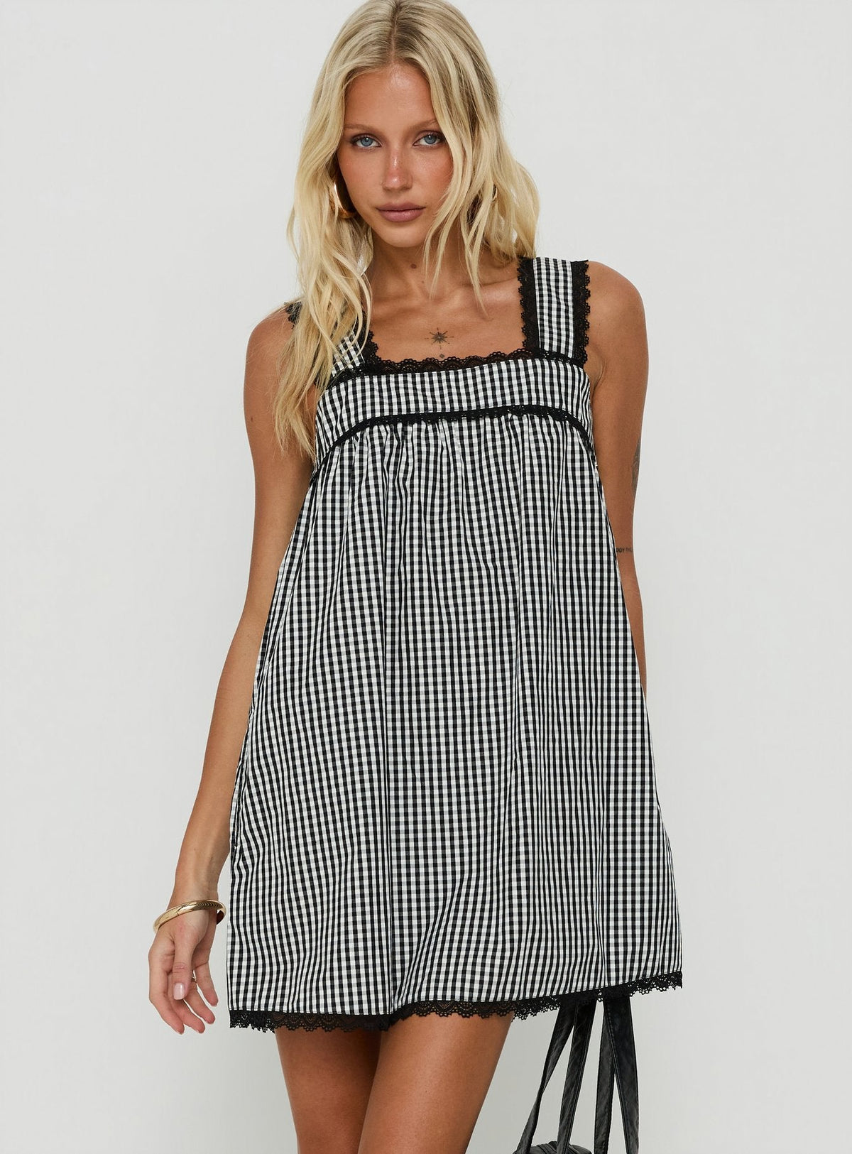 #NOVERA - Vestido Mini Sandat Gris de Vichy -