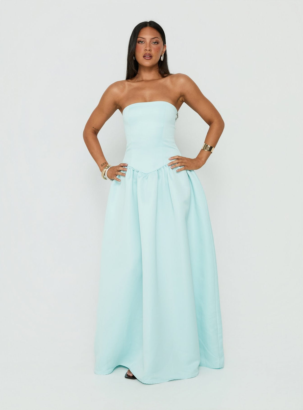 #NOVERA - Vestido Largo Candela Azul Palabra de Honor -
