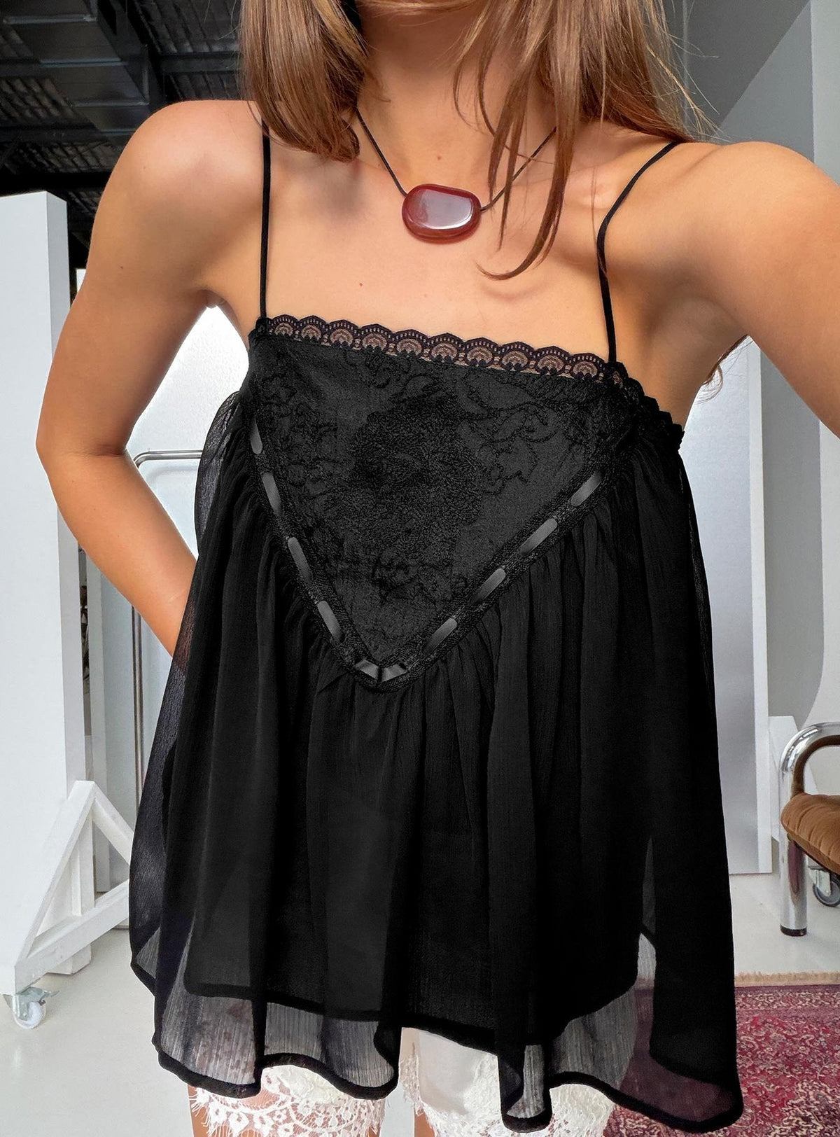 #NOVERA - Top Evaina Negro de Encaje -
