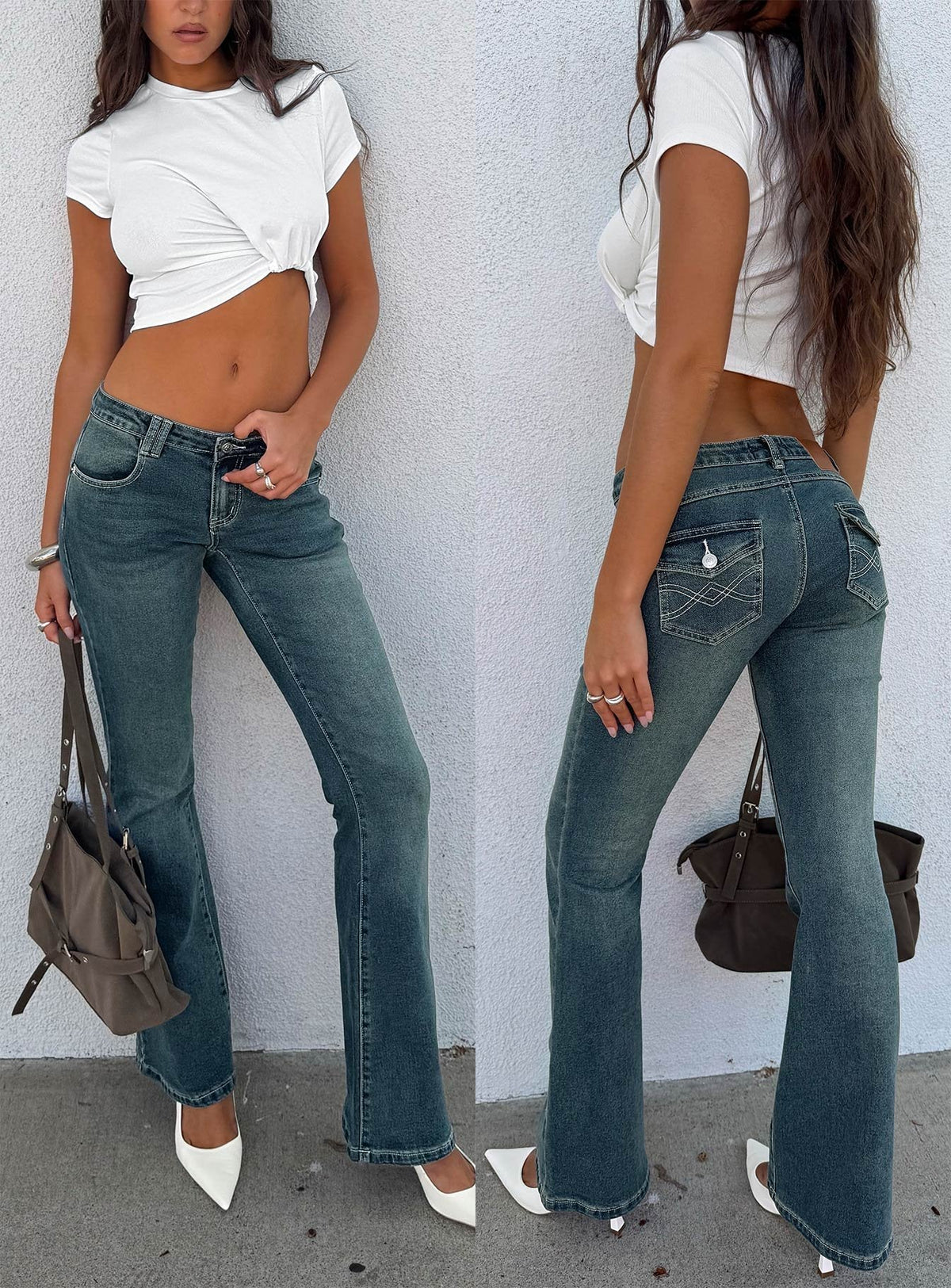 #NOVERA - Vaqueros Clynee Azul de Tiro Bajo Bootcut -