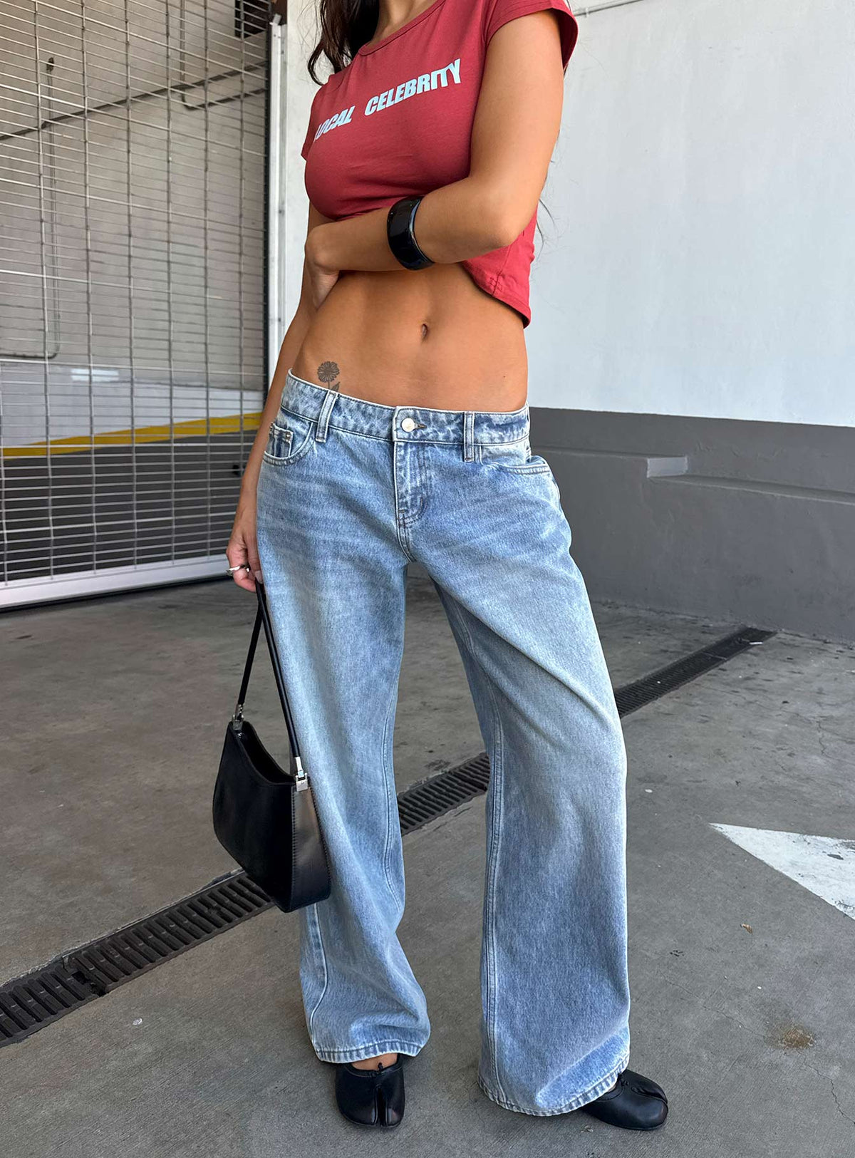 #NOVERA - Vaqueros Ellanor Azul Lavado Medio de Tiro Bajo Denim -