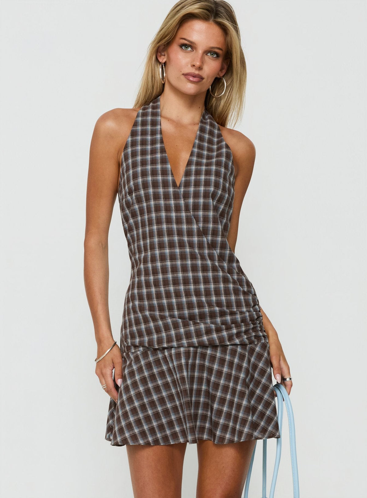 #NOVERA - Vestido Mini Paytonn de Cuadros Halter -