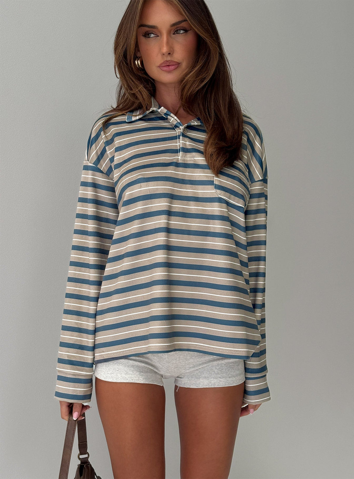 #NOVERA - Jersey Mystris Caqui de Rayas con Cuello -