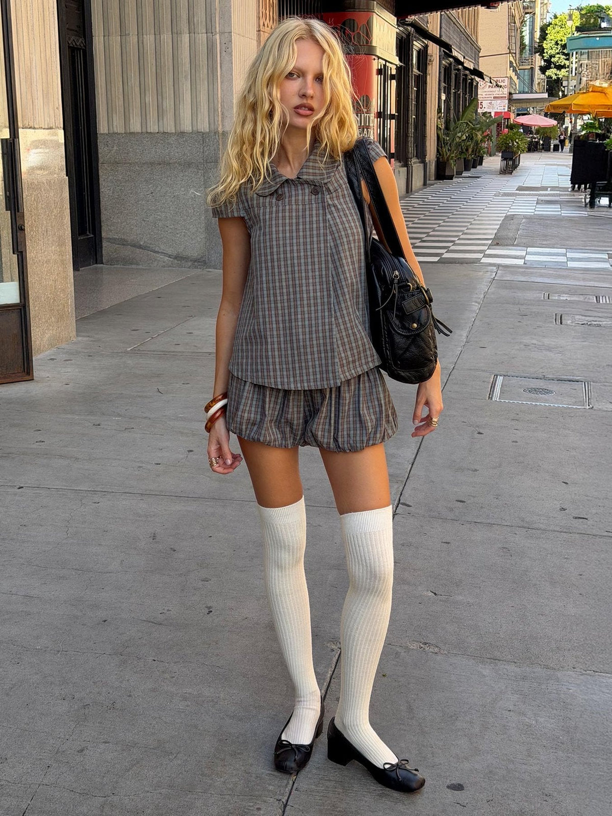 #NOVERA - Falda Pantalón Tuckerr Gris de Cuadros -