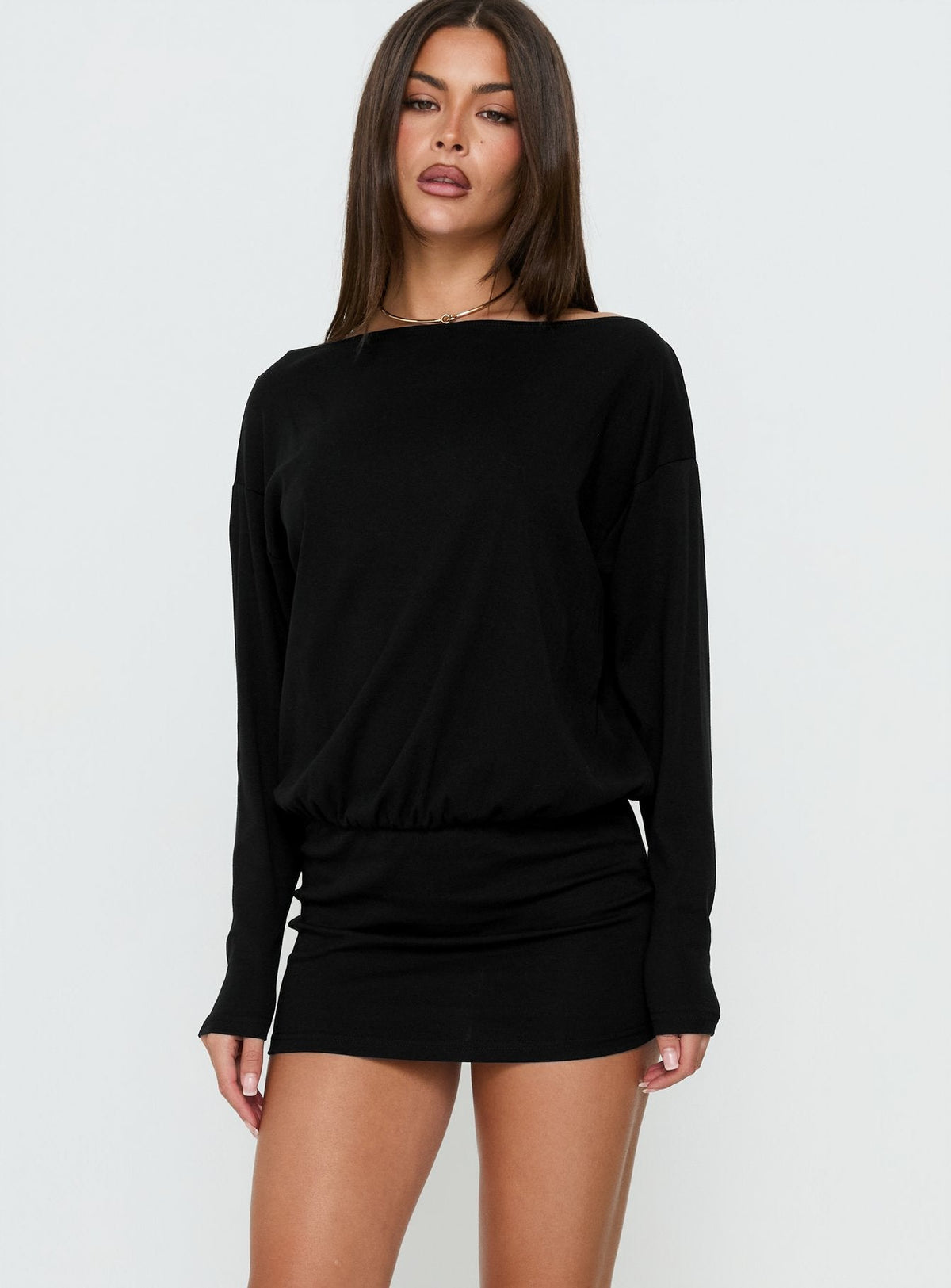 #NOVERA - Vestido Mini Sitges Negro de Manga Larga -