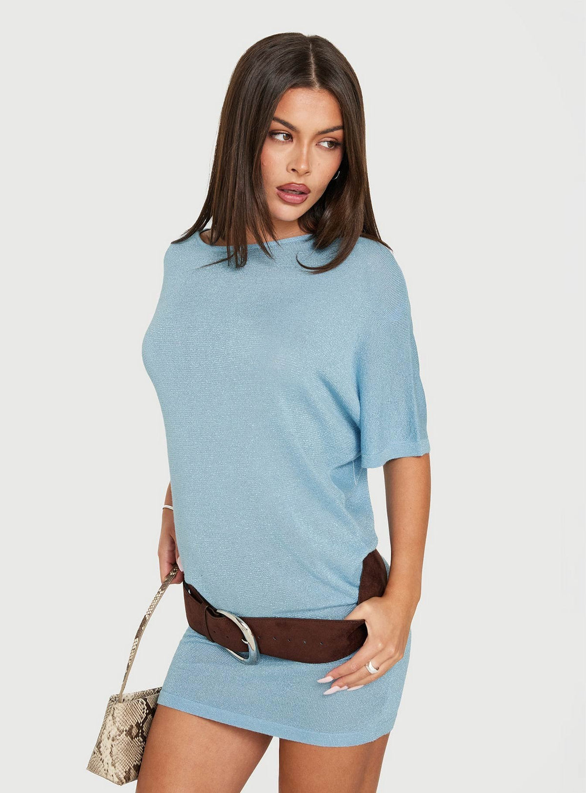 #NOVERA - Vestido Mini Floresita Azul de Punto -