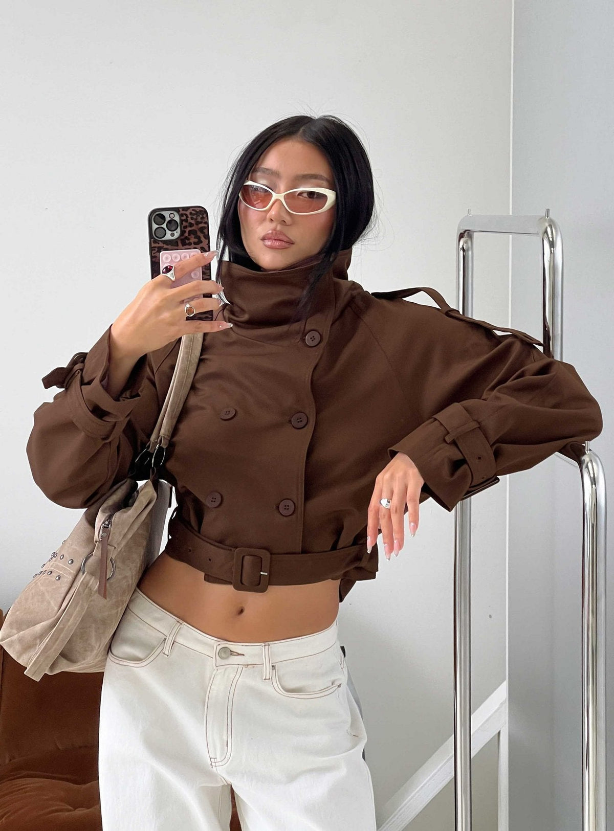 #NOVERA - Gabardina Blanc Chocolate Crop -