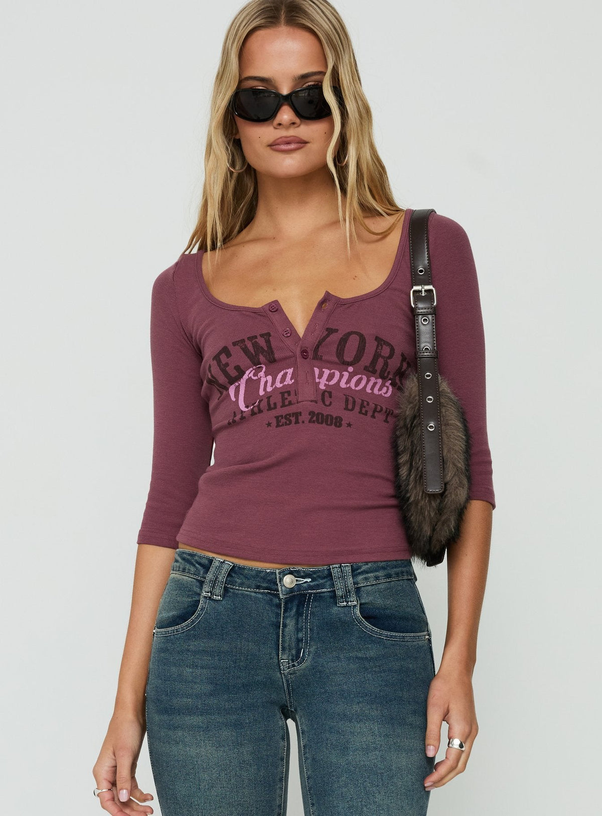 #NOVERA - Top Solail Rosa Estampada de Manga 3/4 -
