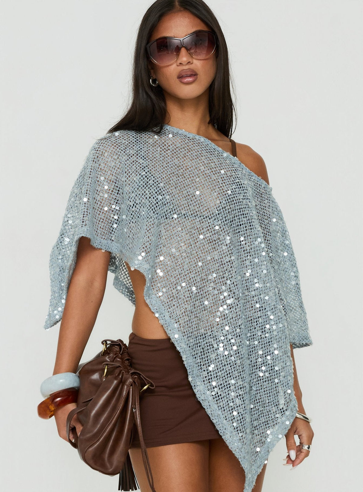 #NOVERA - Poncho Xenia Azul Asimétrico -