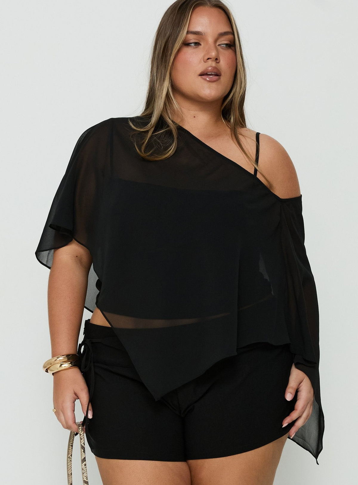 #NOVERA - Top Senzo Negro de Gasa Talla Grande -