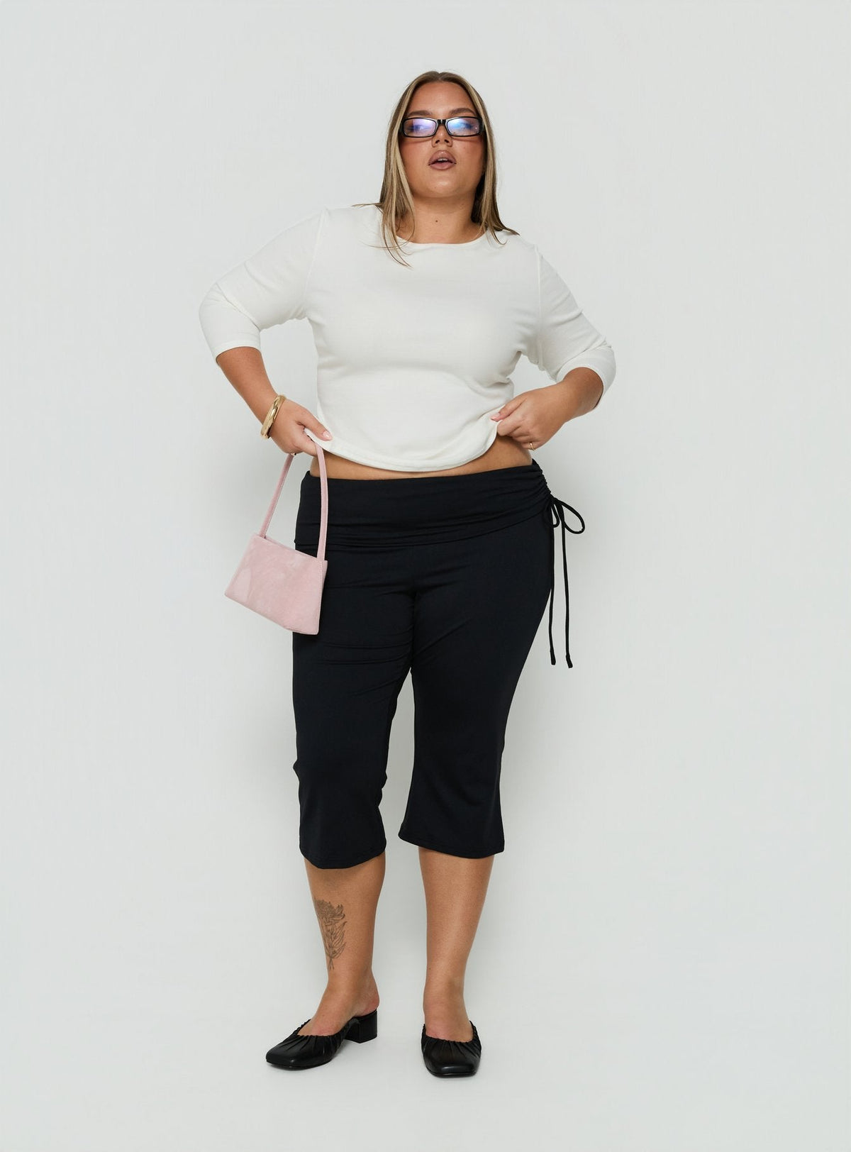 #NOVERA - Pantalón Capri Bailor Negro Talla Grande -