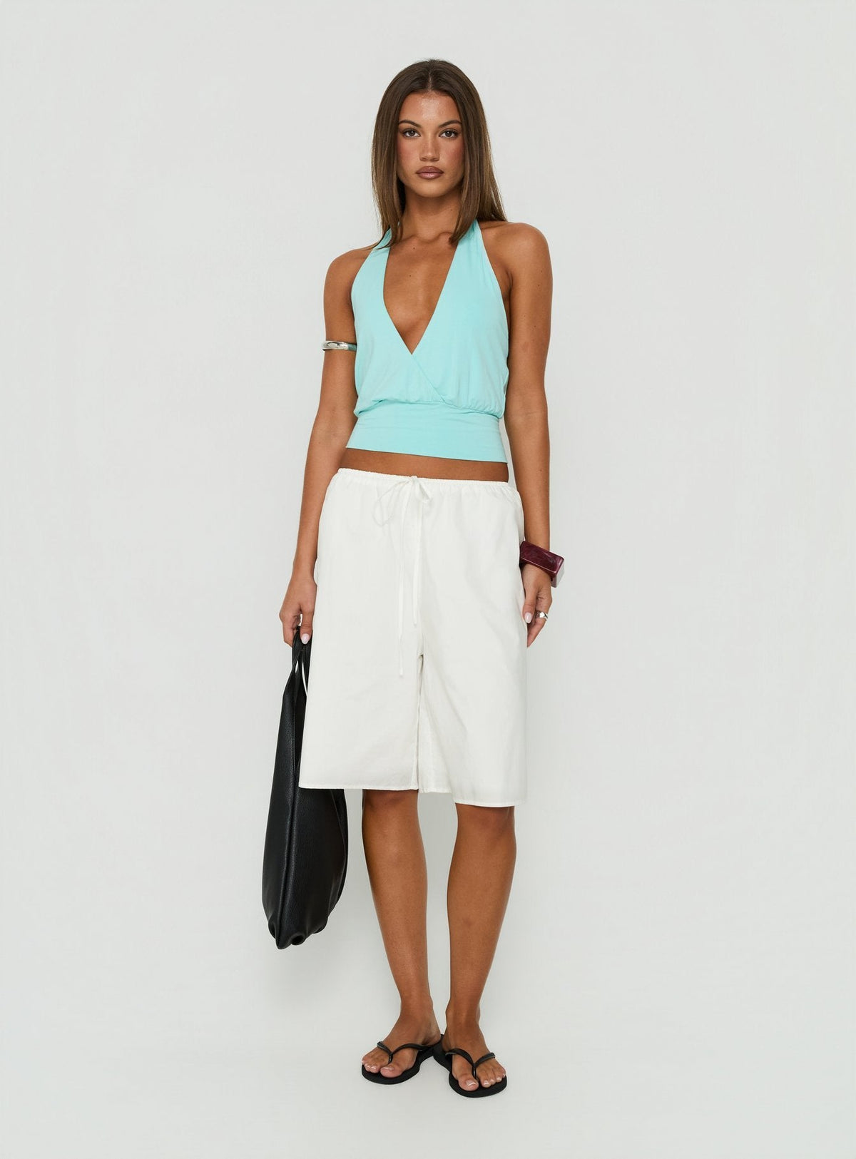#NOVERA - Shorts Avirea Blancos Holgados Largos -
