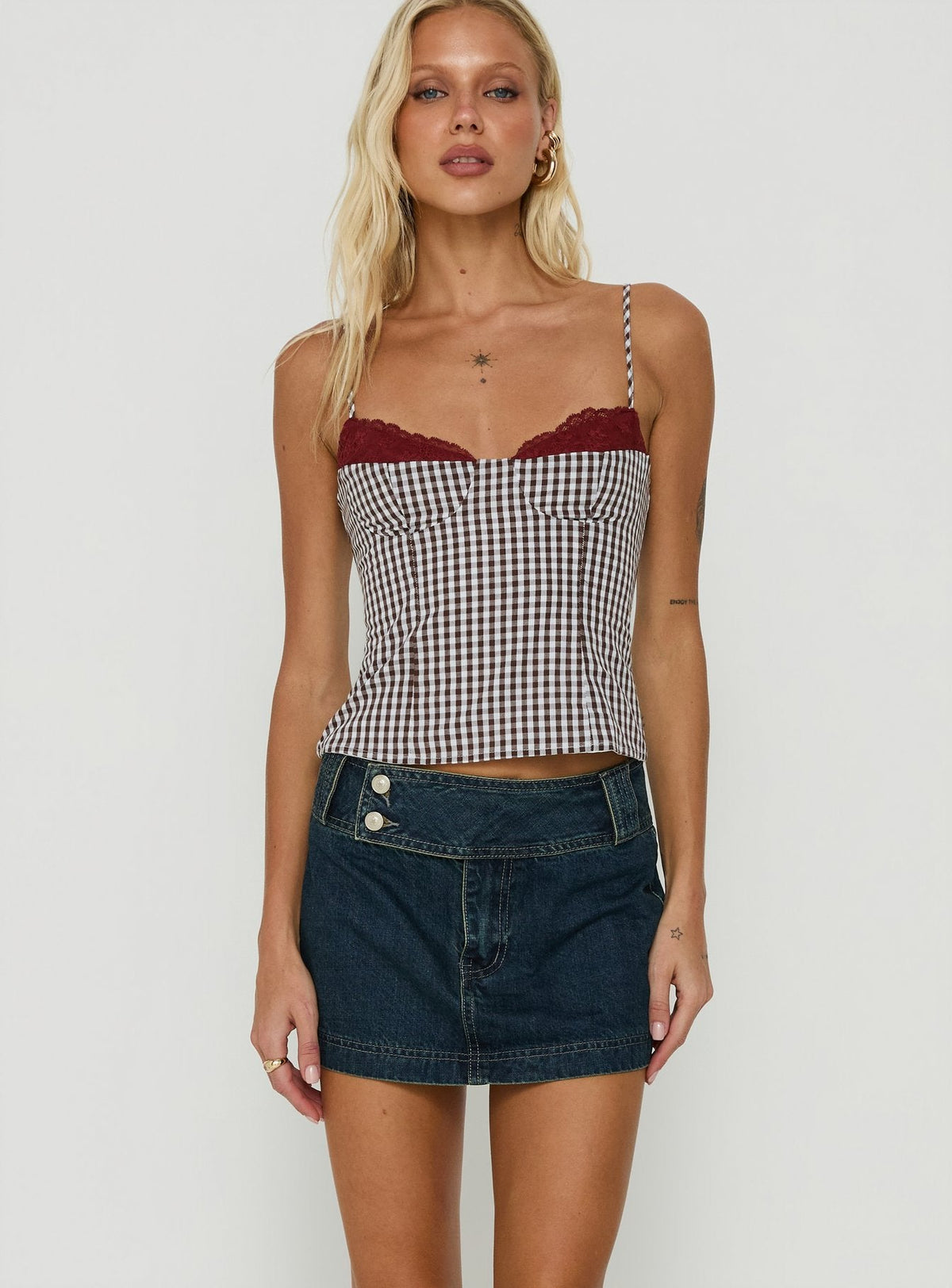 #NOVERA - Minifalda Ladena Denim Crudo de Tiro Medio -