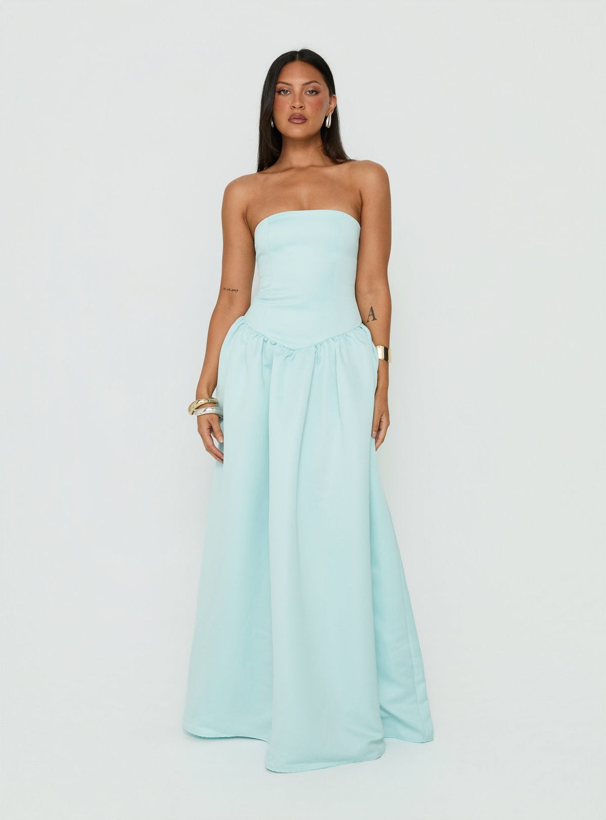 #NOVERA - Vestido Largo Candela Azul Palabra de Honor -