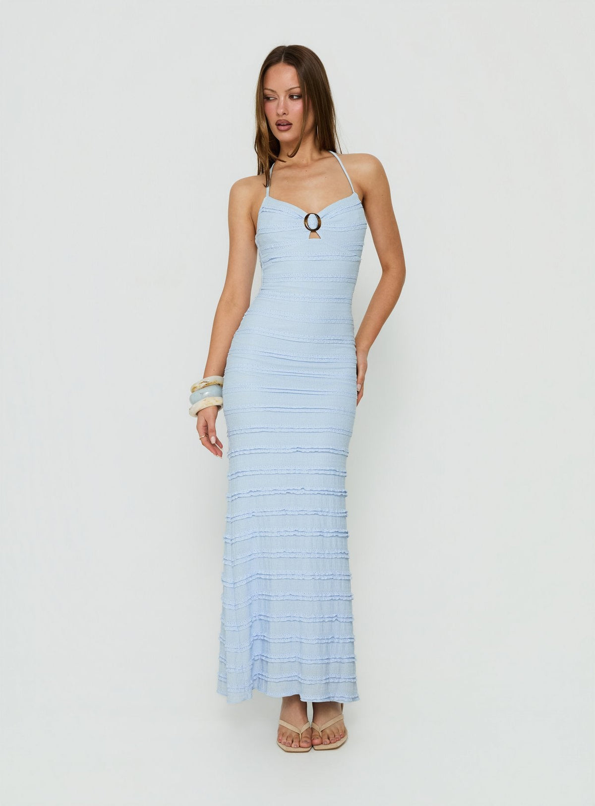 #NOVERA - Vestido Largo Liskaia Azul Halter -