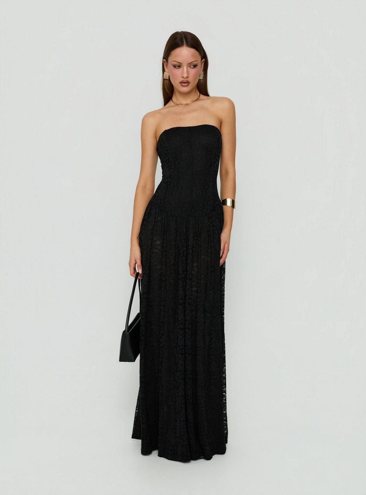 #NOVERA - Vestido Largo Diannah Negro de Encaje Corsé -