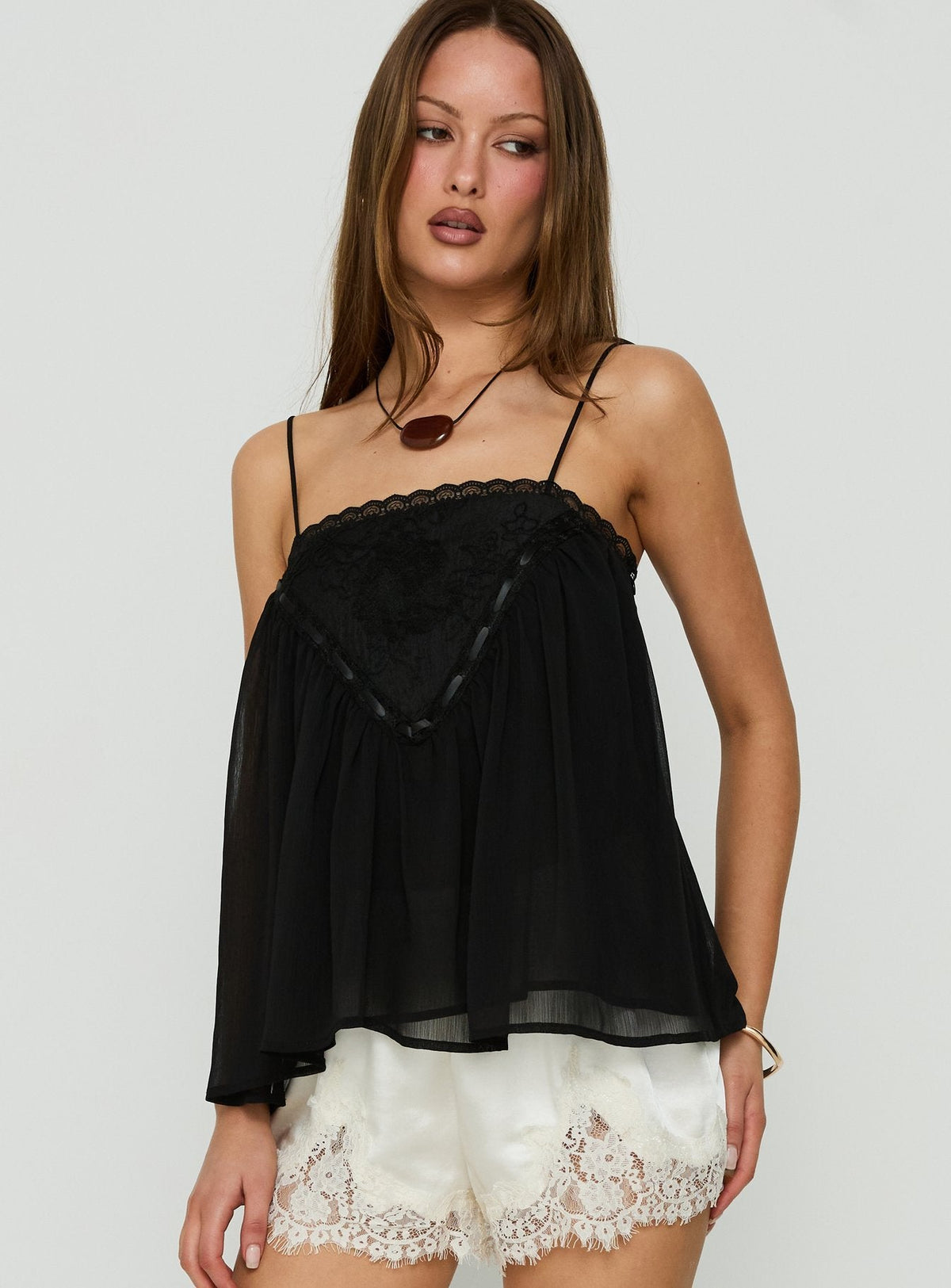#NOVERA - Top Evaina Negro de Encaje -