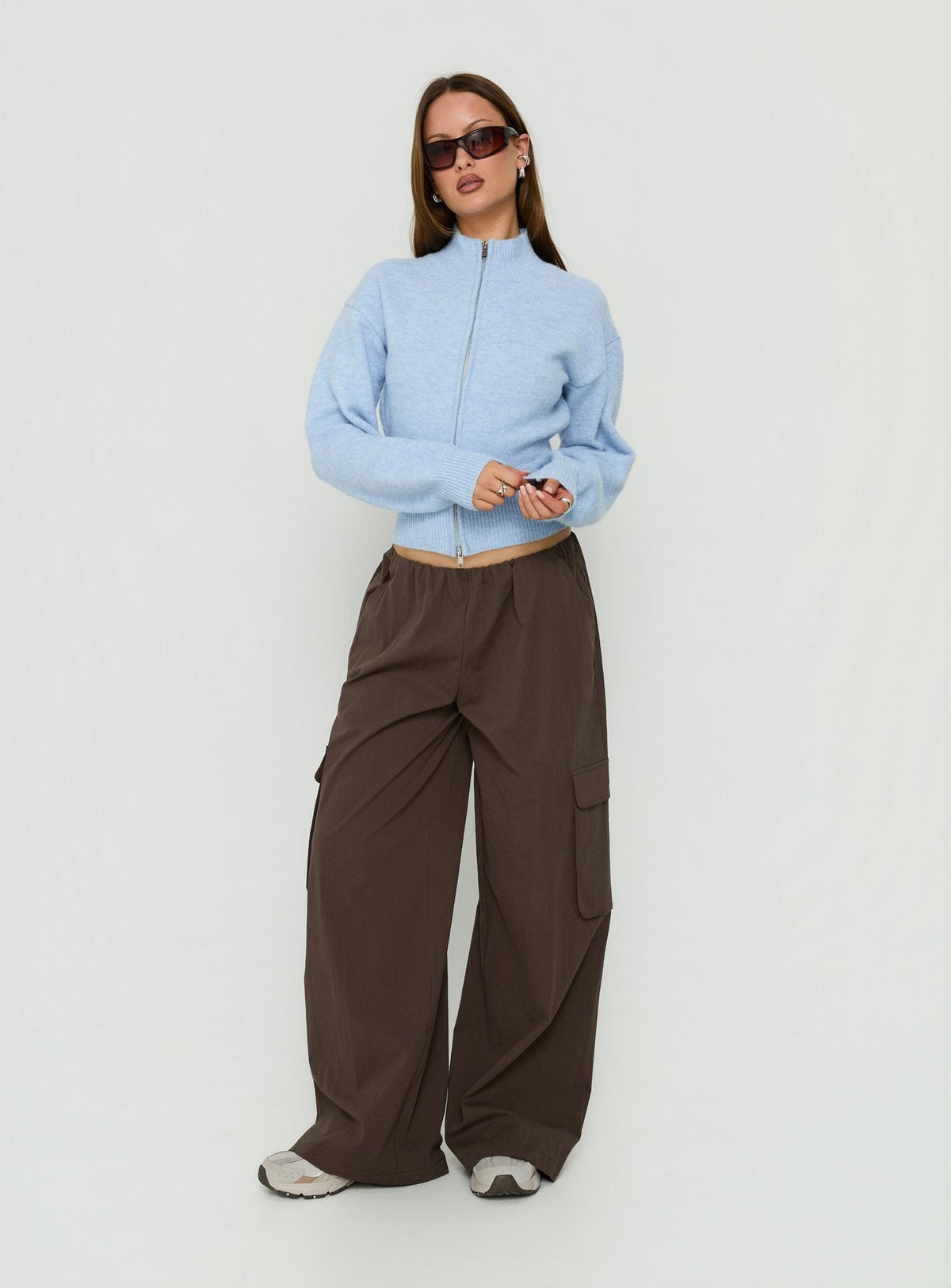 #NOVERA - Jersey Agneta Azul con Cremallera de Cuello Alto -