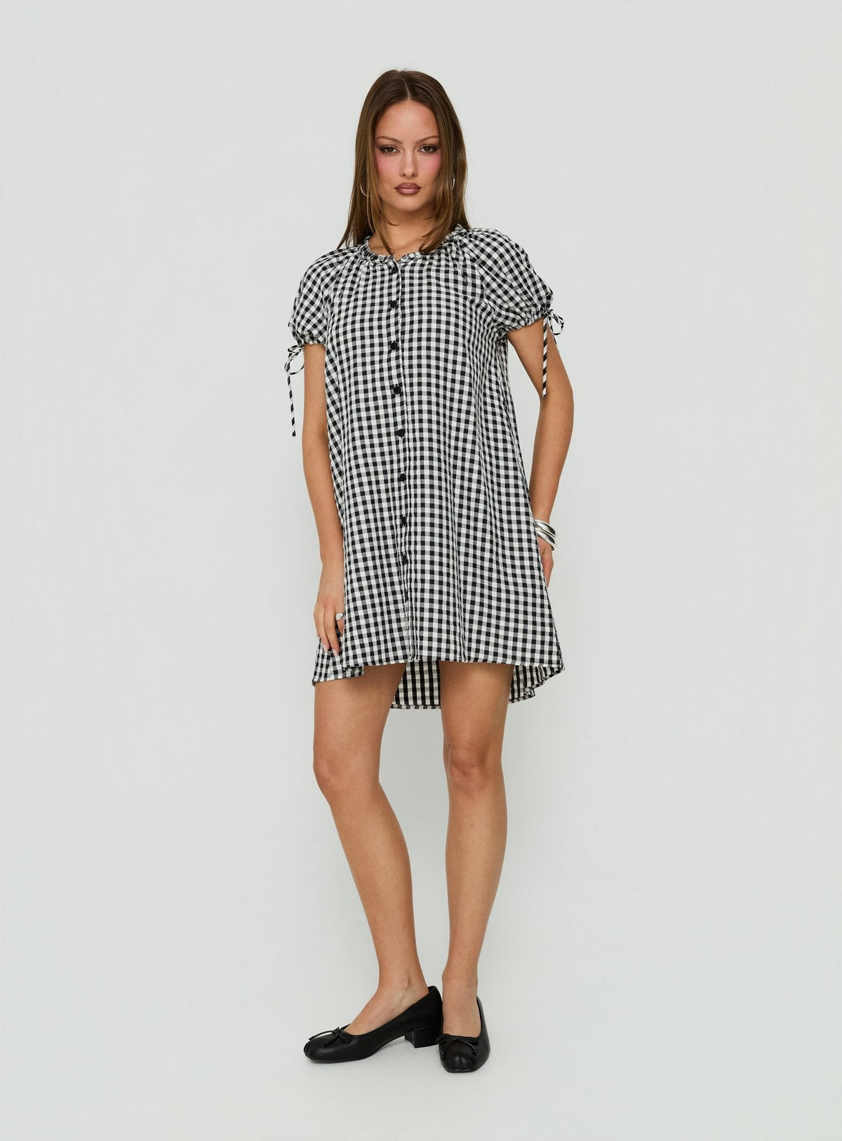 #NOVERA - Vestido Mini Angelikah Negro y Blanco de Vichy Babydoll -