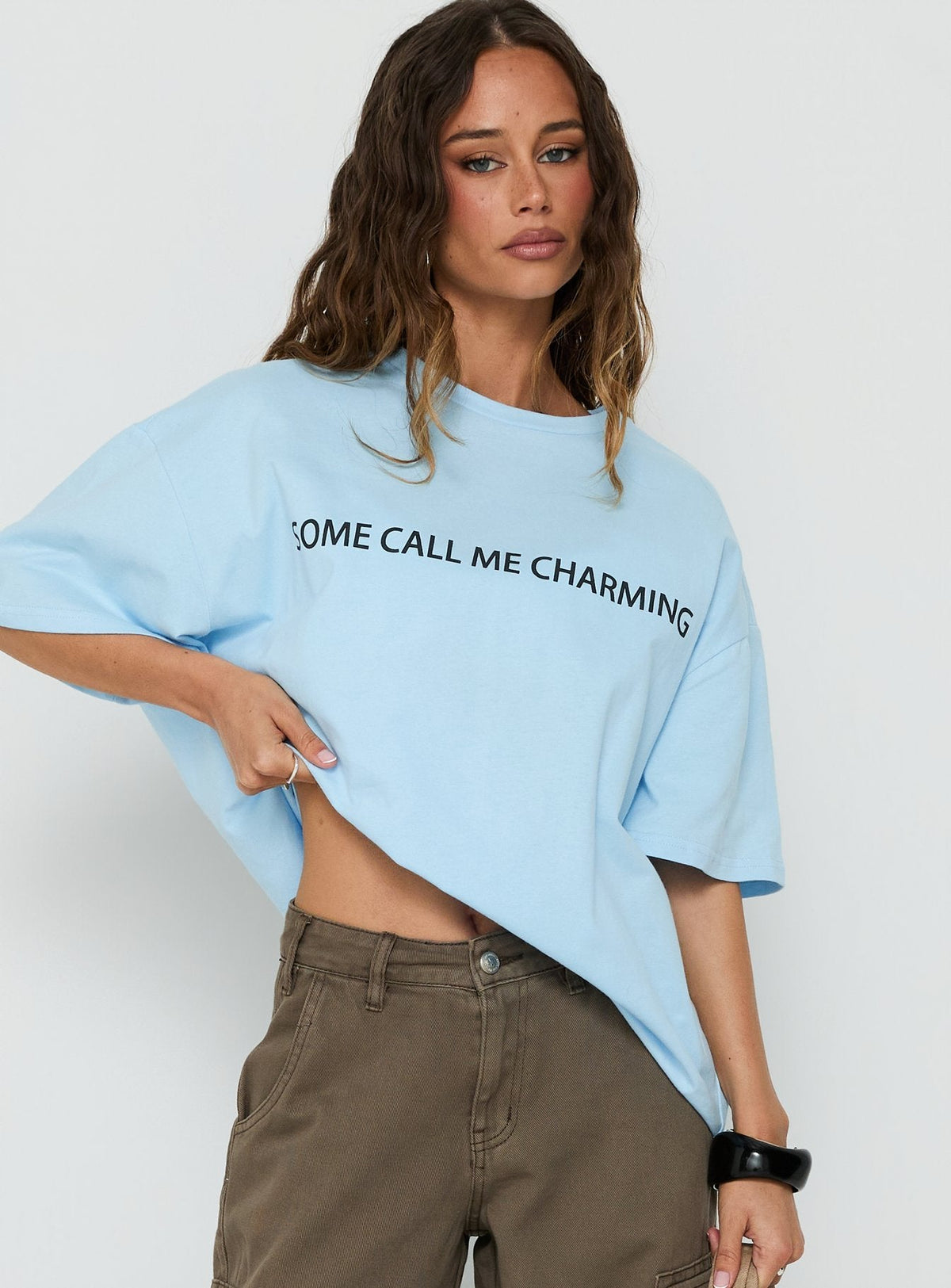 #NOVERA - Camiseta Me Azul Claro Oversize Estampada -