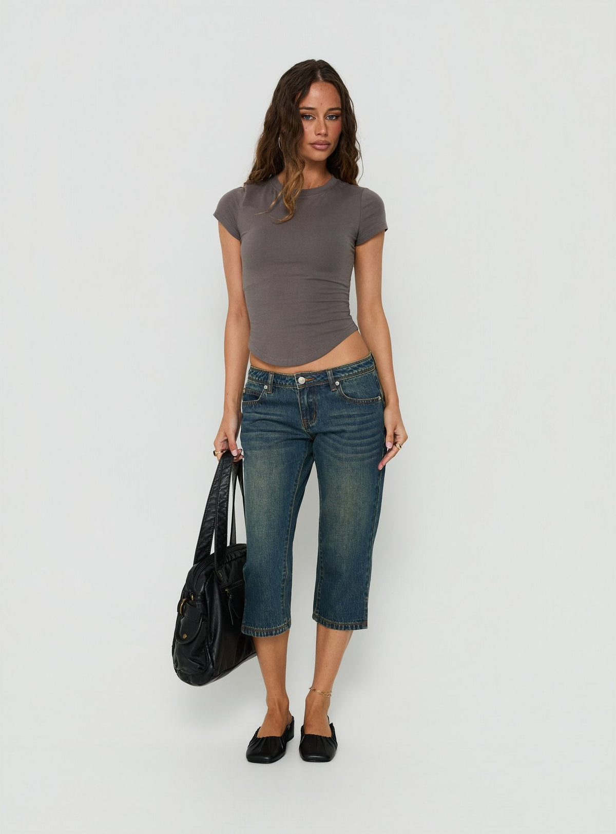 #NOVERA - Pantalón Capri Ceilea Azul de Tiro Bajo Denim -