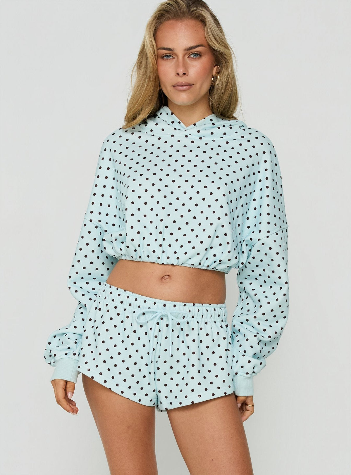 #NOVERA - Shorts Quinncy Azul de Lunares de Tiro Bajo -