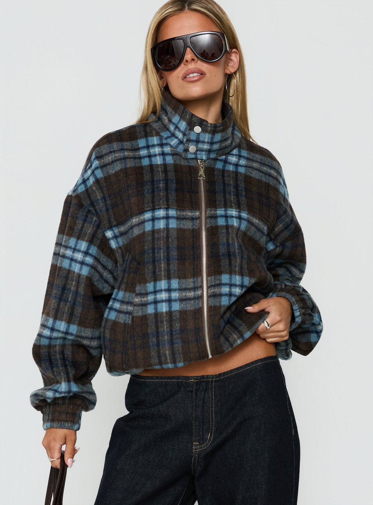 #NOVERA - Chaqueta Bomber Ellissa Azul de Cuadros -
