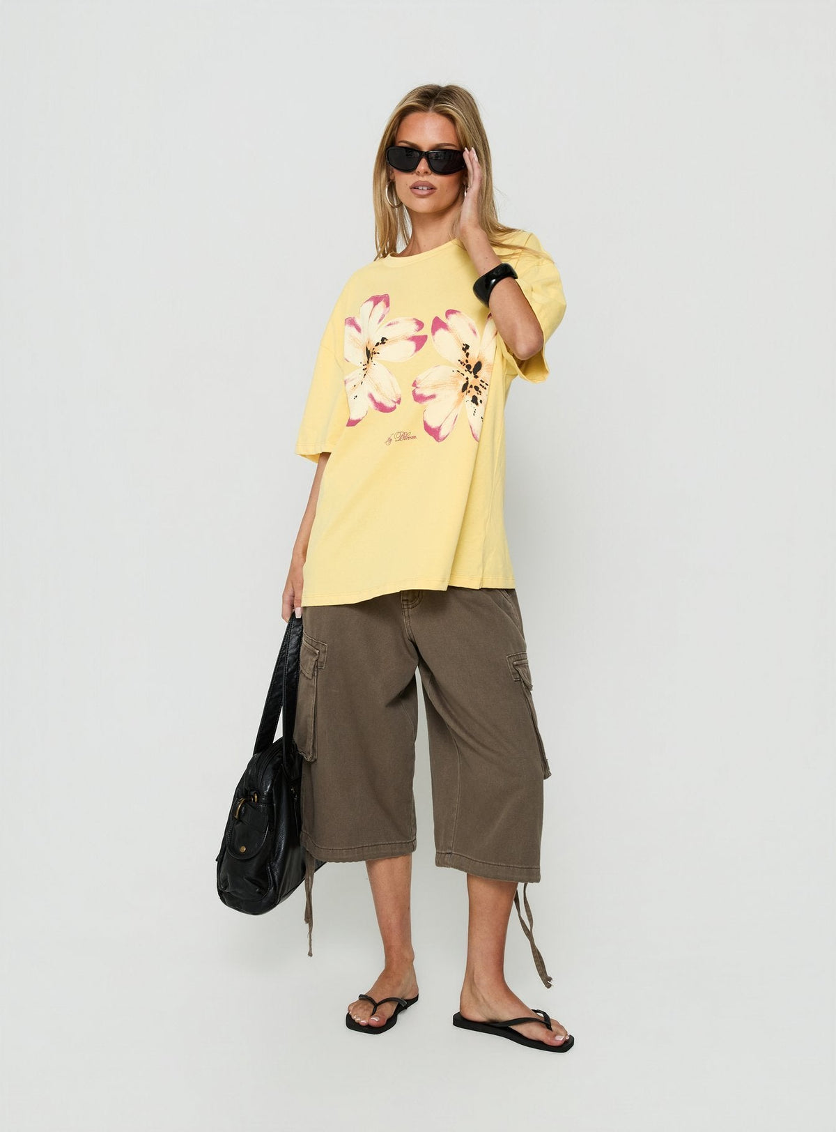 #NOVERA - Camiseta Zulema Amarilla Lavada Oversize Estampada -