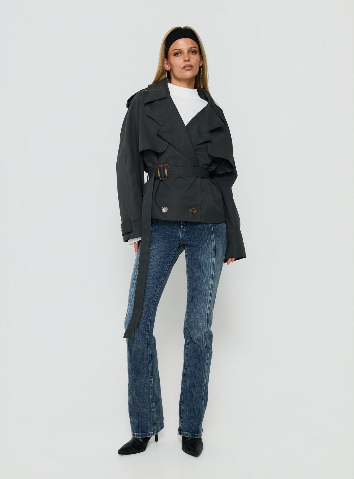 #NOVERA - Gabardina Eldora Pizarra Gris Crop -