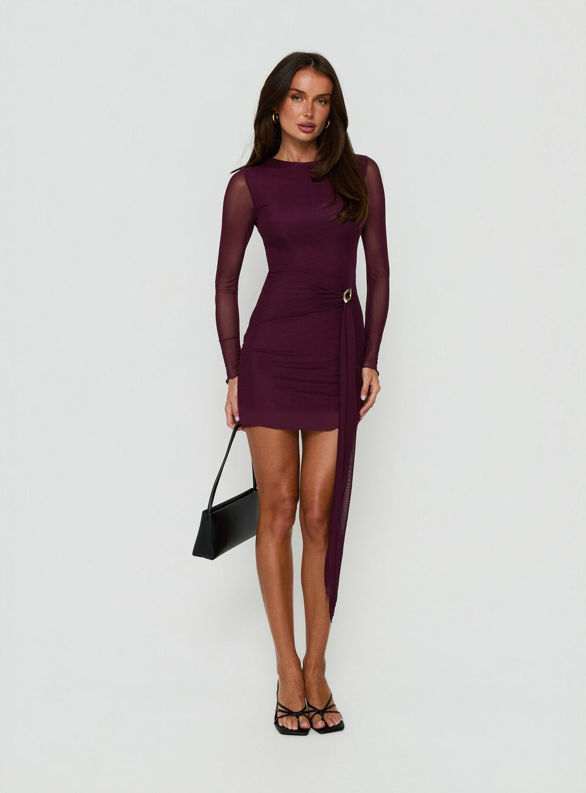 #NOVERA - Vestido Mini Dreww Frambuesa de Manga Larga -