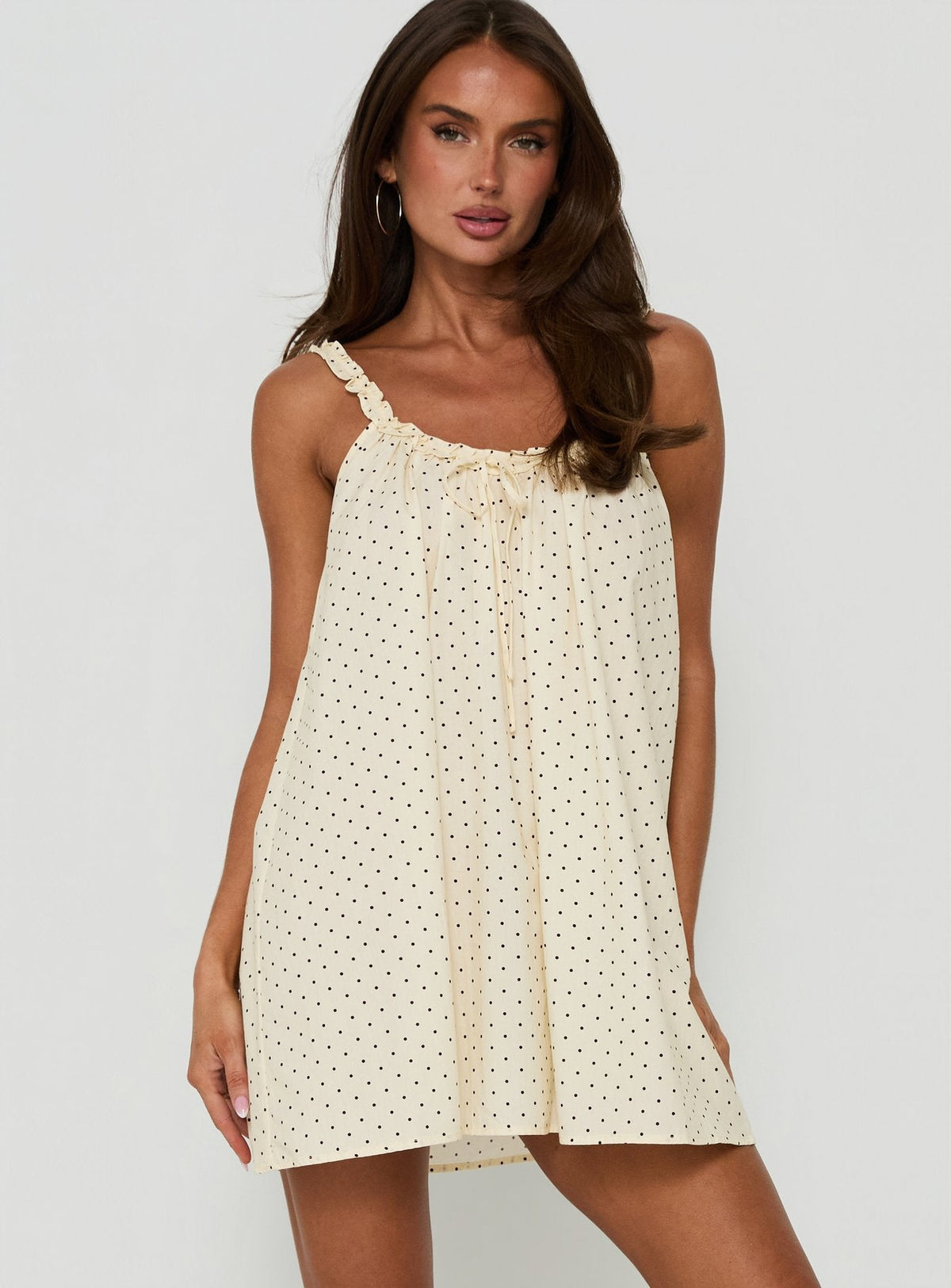 #NOVERA - Vestido Mini Nattalie Crema de Lunares Babydoll -