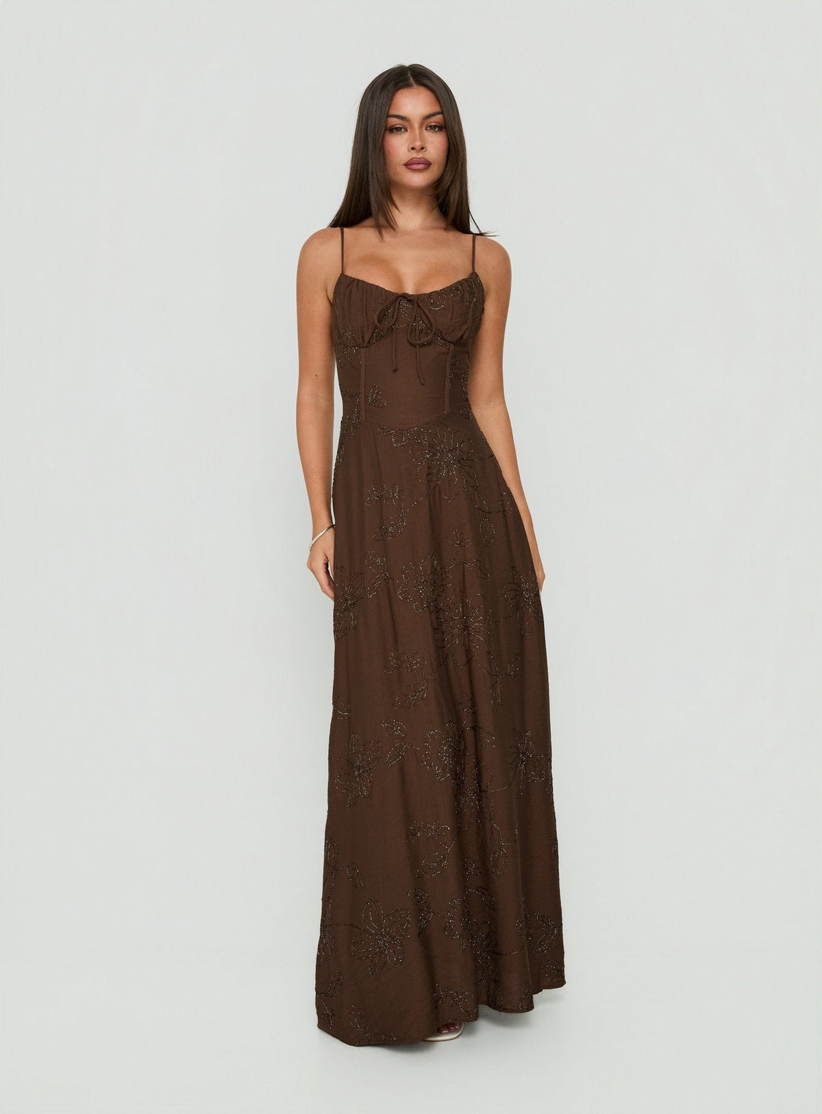 #NOVERA - Vestido Largo Zaragoza Marrón -