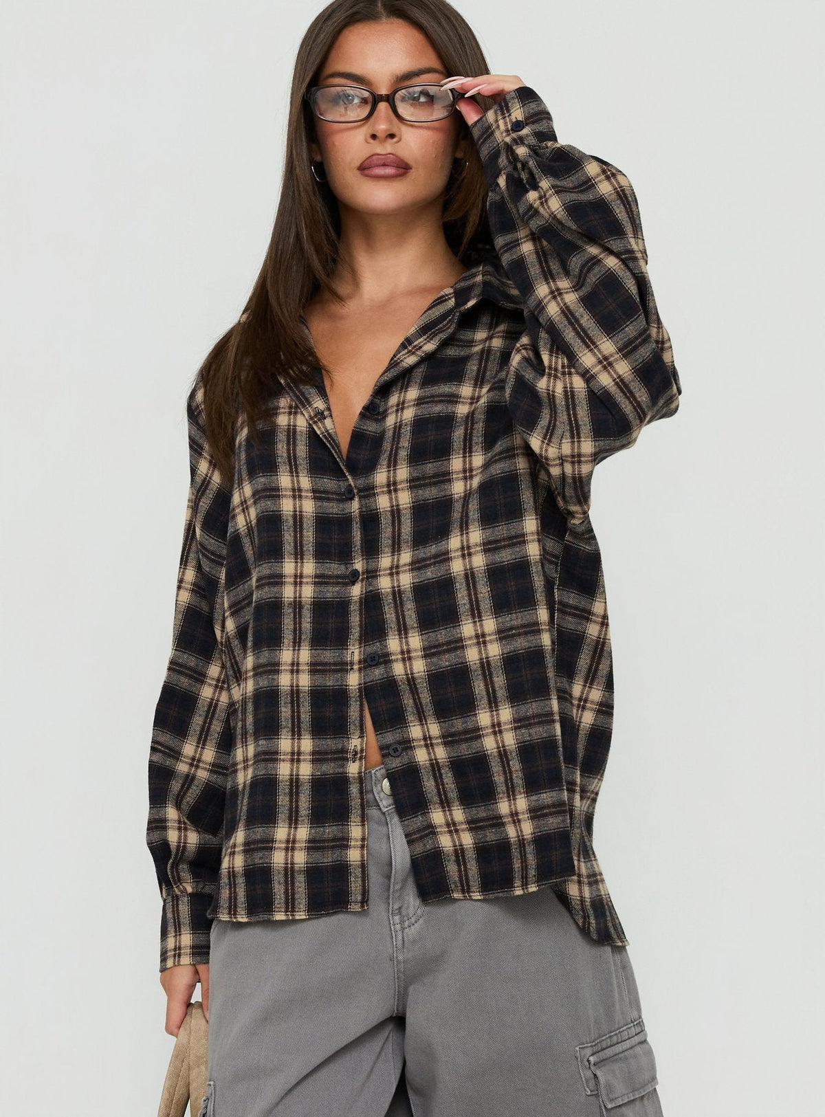#NOVERA - Top Caydence Multicolor de Cuadros de Manga Larga con Botones -