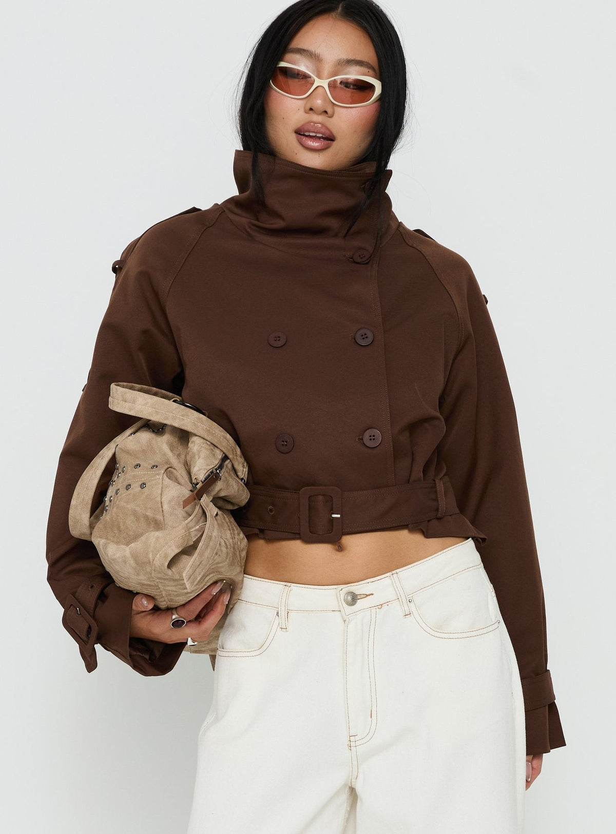 #NOVERA - Gabardina Blanc Chocolate Crop -