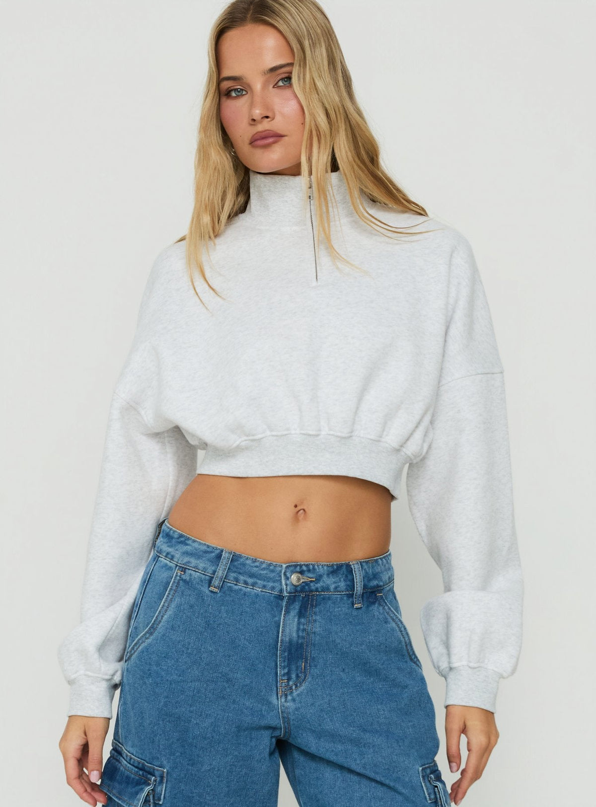 #NOVERA - Jersey Astridd Gris Jaspeado Tobillero Crop -