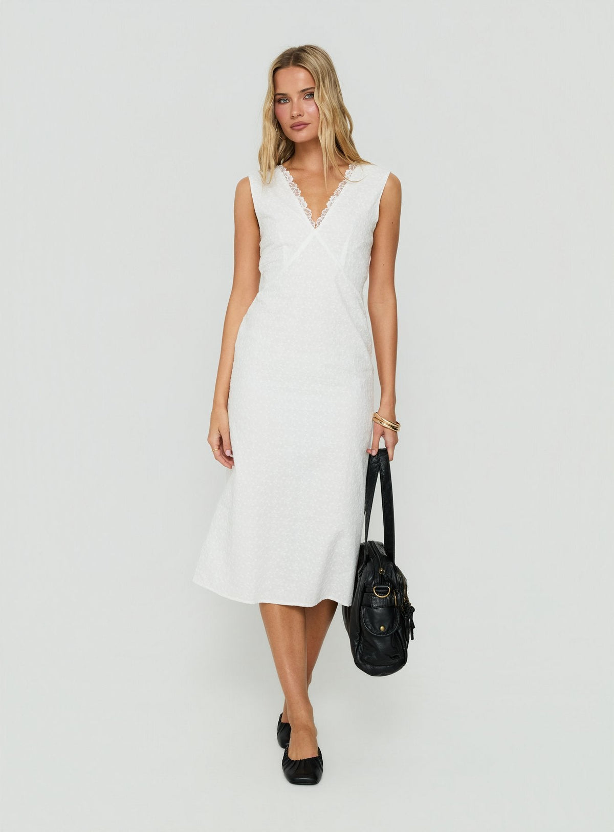 #NOVERA - Vestido Midi Eloisah Blanco sin Mangas -