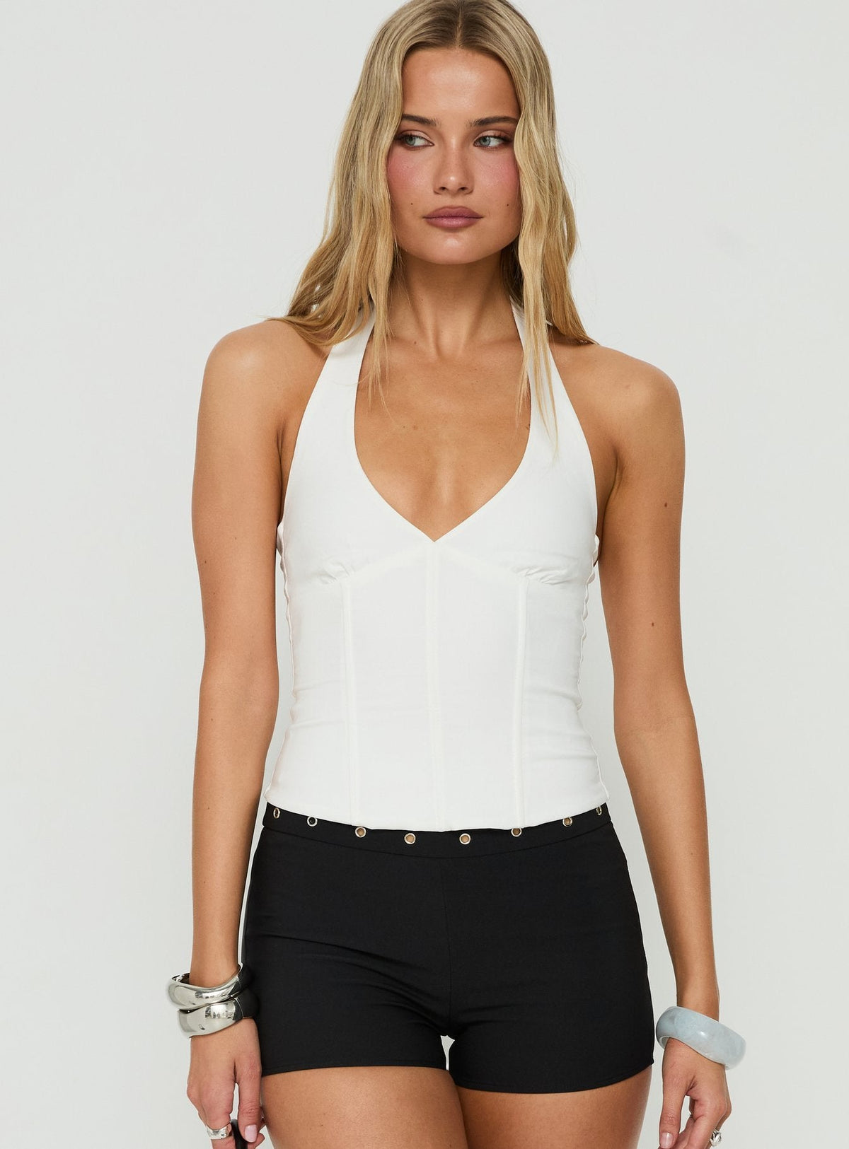 #NOVERA - Top Sherah Blanco Halter Corsé -