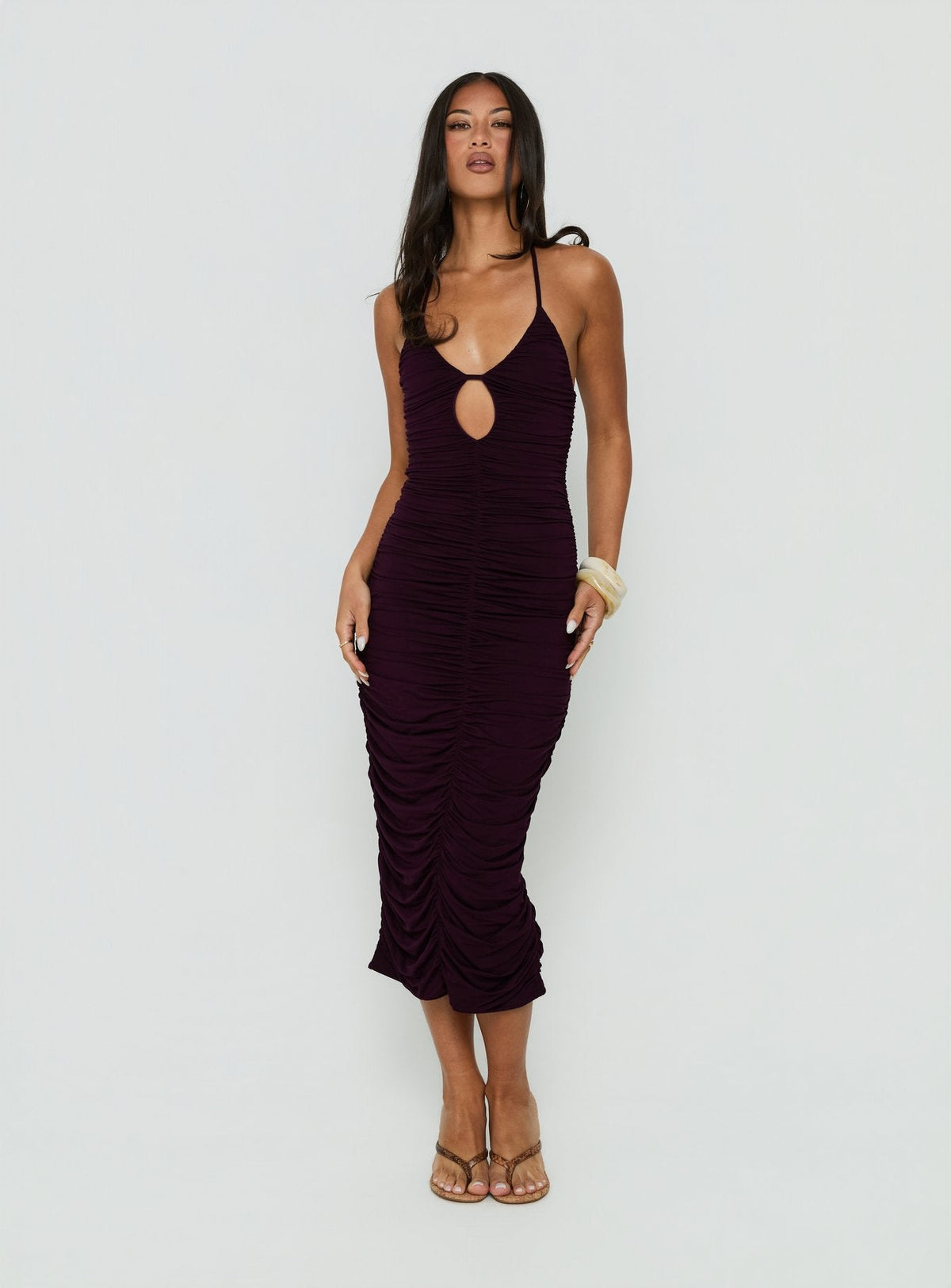 #NOVERA - Vestido Midi Gracie Ciruela Halter -