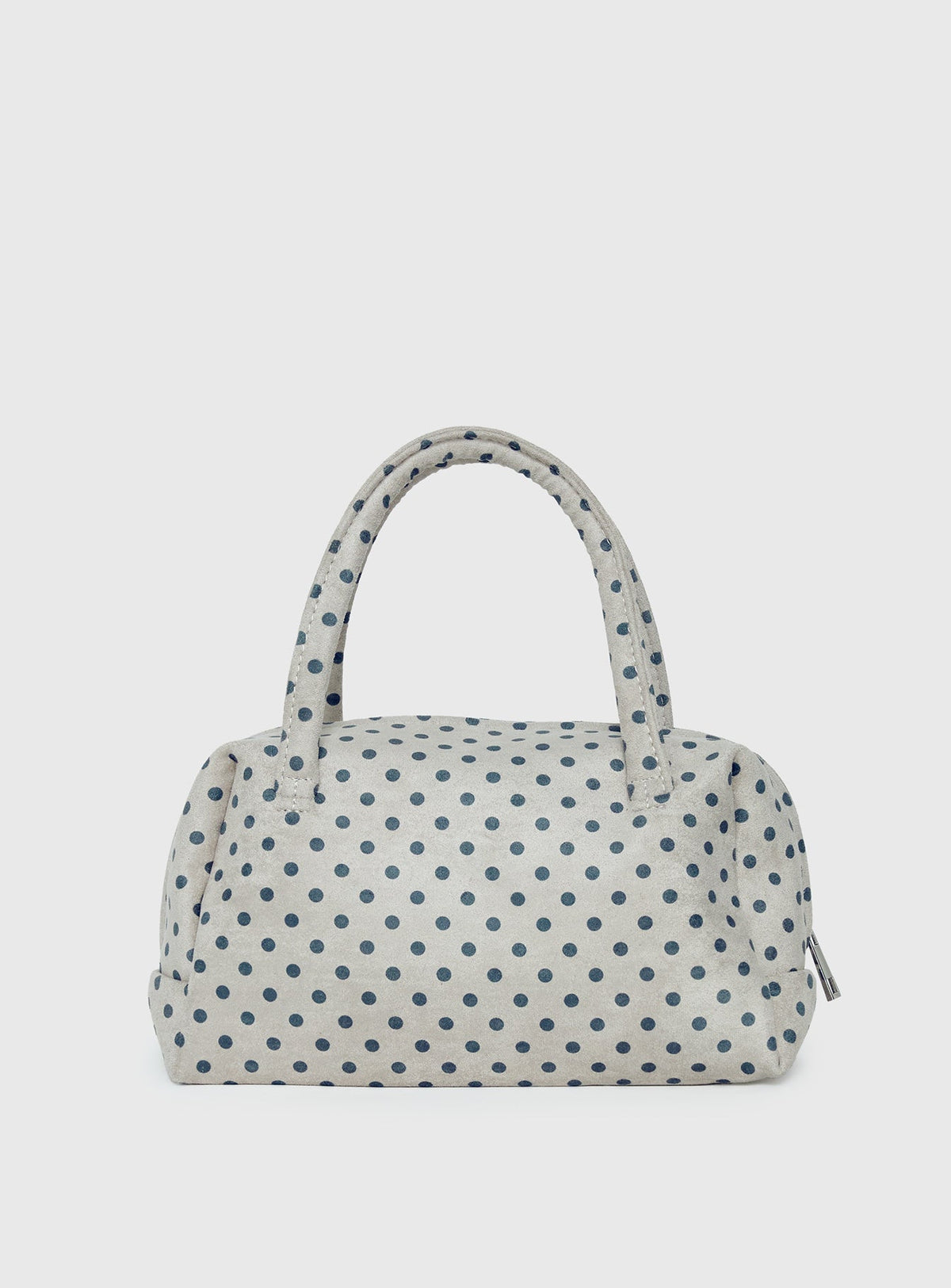#NOVERA - Bolso Luellah Blanco y Gris de Lunares de Ante Sintético -