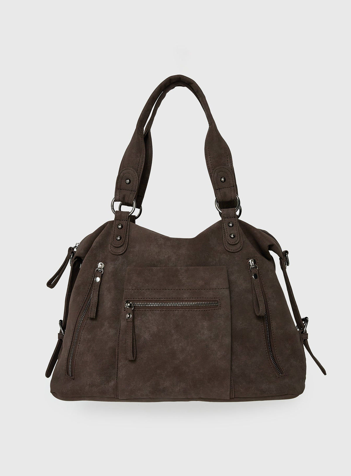 #NOVERA - Bolso de Hombro Olsenn Pizarra de Ante Sintético Oversize -