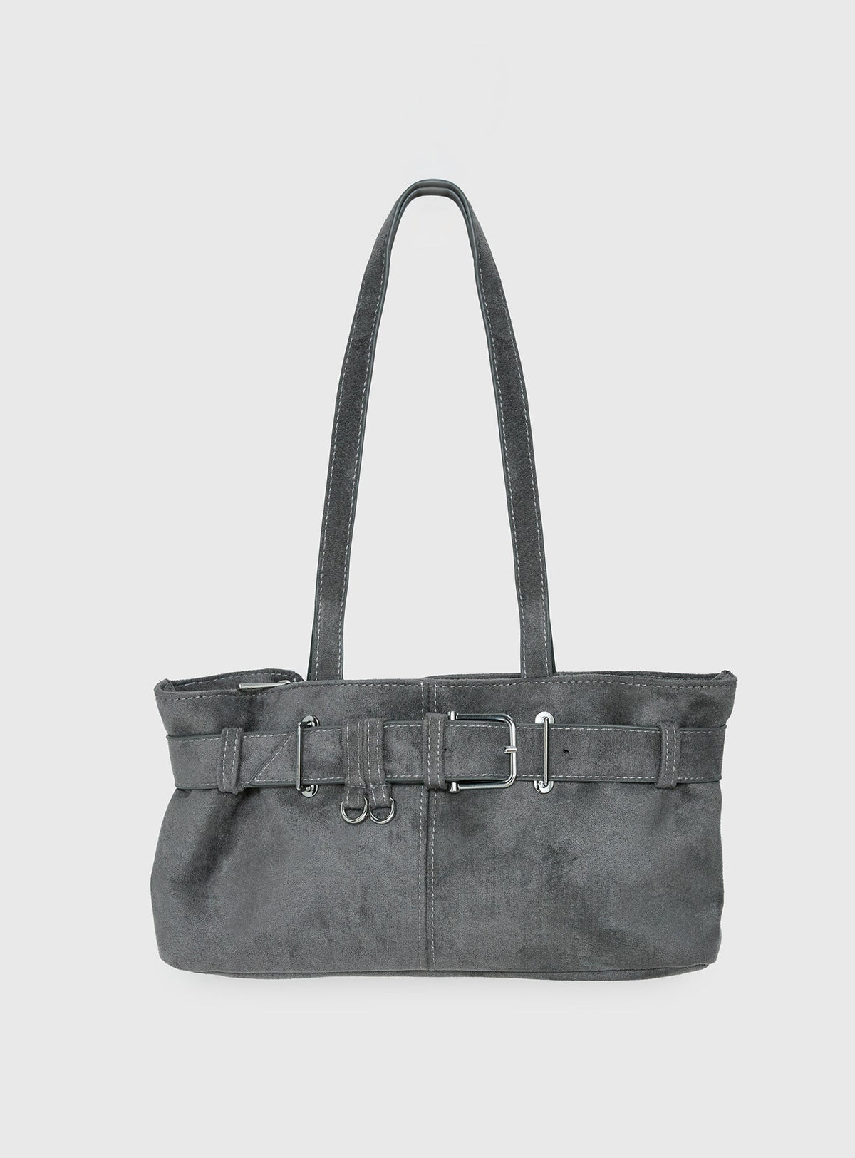 #NOVERA - Bolso de Hombro Montserrat Gris Antracita de Ante Sintético -