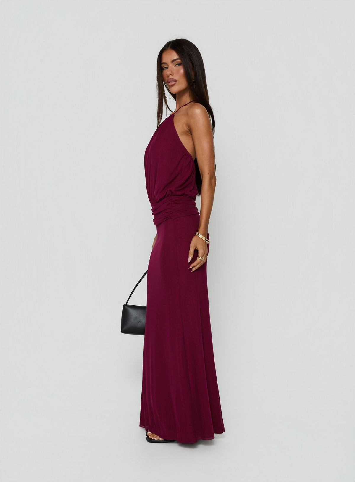 #NOVERA - Vestido Largo Casperina Frambuesa Fruncido Halter -